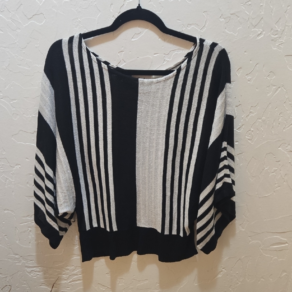 3/$10 Chesley Monochrome Striped Crew Neck Sweater